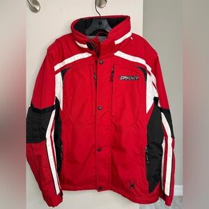 Spyder Men's Red/White/Black $575 High Quality Ski Snowbd Jacket Size M LIKE NEW